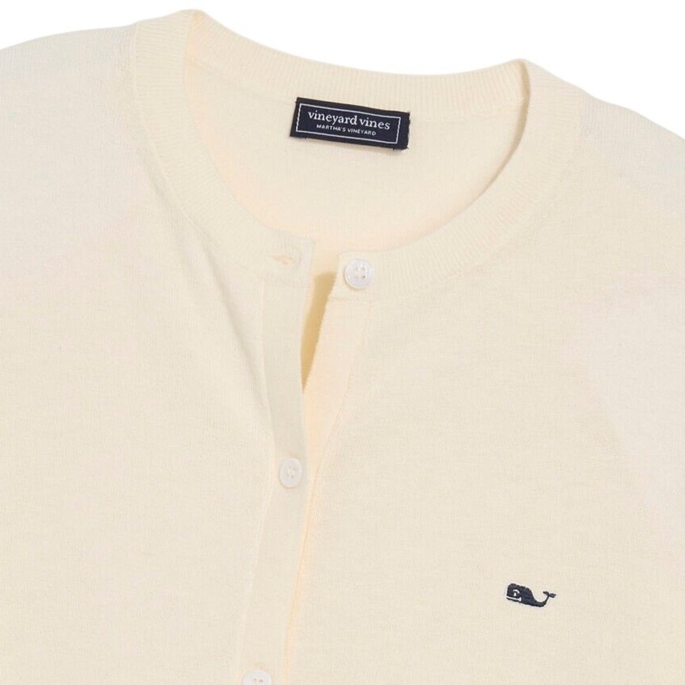 Vineyard Vines Cotton Cashmere Heritage Cardigan Marshmallow White Sweater L